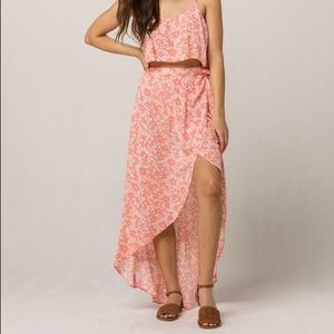 Coral Floral Sky & Sparrow Wrap Skirt